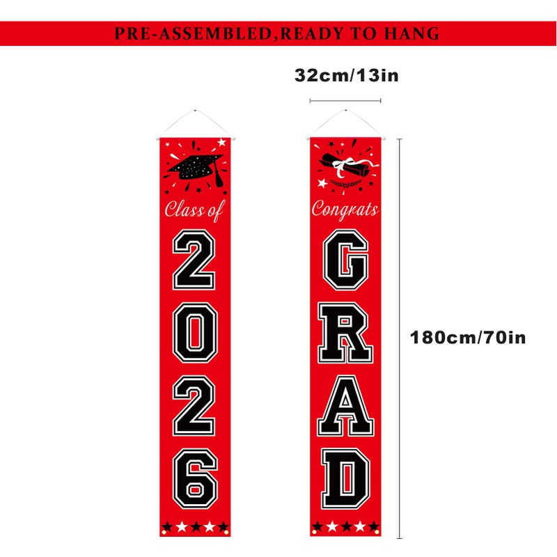DAZONGE Graduation Decorations 2026, Red and Black Class of 2026 Decorations Graduation Banners for Any Schools or Grades Party Favor - Image 3